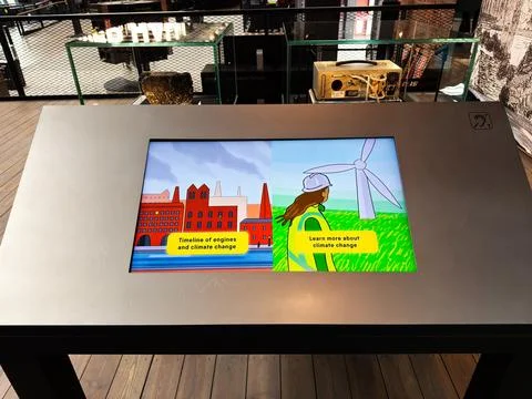 Interactive museum display about climate change and renewable energy in Man.. Stock-Fotos