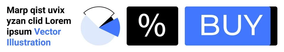 Interactive Online Shopping Elements Pie Chart, Discount Symbol, Buy Button.. Stock Illustration