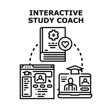 Interactive online study coach concept illustration 库存插图