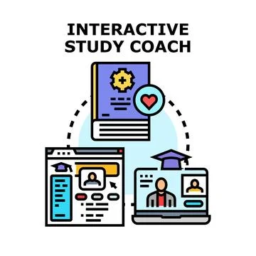 Interactive online study coach concept illustration Stock Illustration