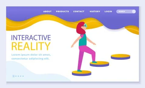 Interactive or Virtual Reality, Woman Playing Stock Illustration
