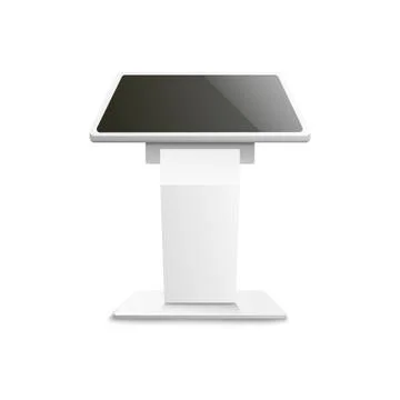 Interactive panel or terminal stand 3d vector mockup illustration isolated. Illustrazione stock