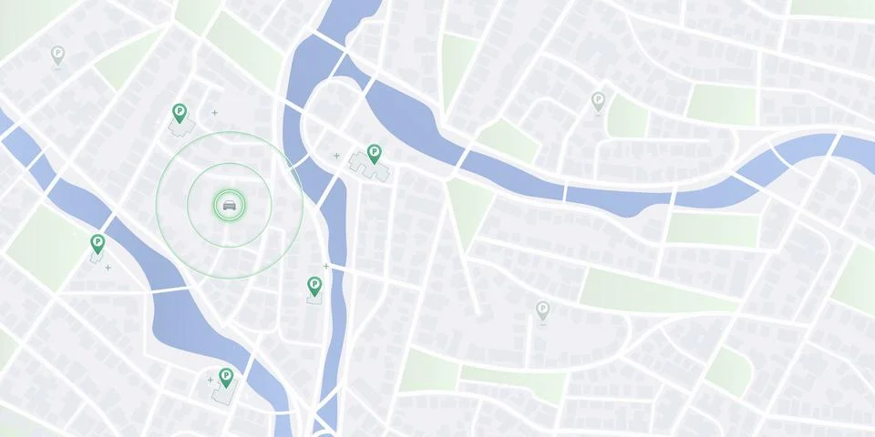 Interactive Parking Map Interface for Urban City Center Stock Illustration