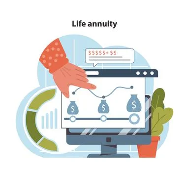 Interactive platform showcases the concept of life annuity. 스톡 일러스트