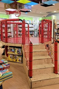Interactive play corner in bookstore Stock Photos