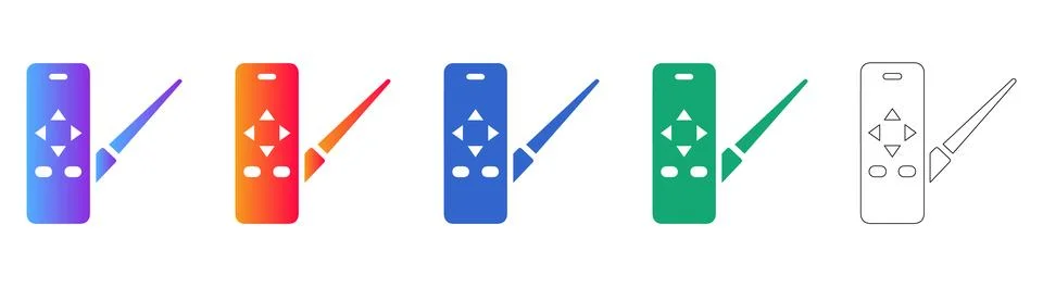 Interactive Presentation Remote Icons Set Stock Illustration