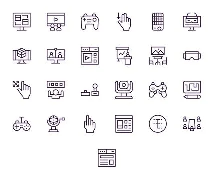 Interactive Professional Vector Set with 25 Regular Line Detail Enhanced 12.. Stock Illustration