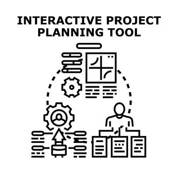 Interactive project planning tool developing business strategy Stock Illustration