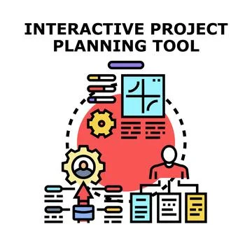 Interactive project planning tool developing business strategy 库存插图