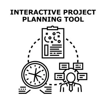 Interactive project planning tool optimizing task management Stock Illustration