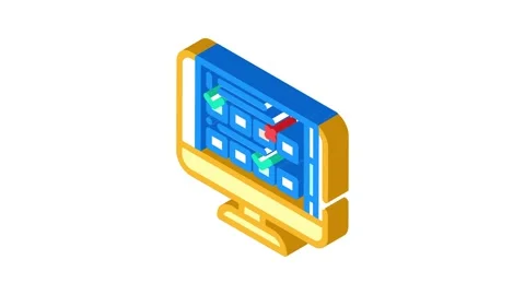 Interactive quiz education platform isometric icon animation Stock Footage 327277410