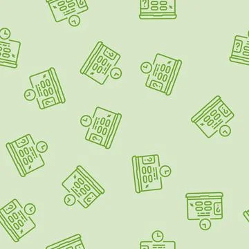 Interactive quiz education platform line seamless pattern Stock Illustration
