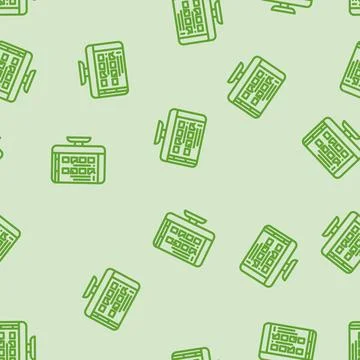 Interactive quiz education platform line vector seamless pattern Stock Illustration