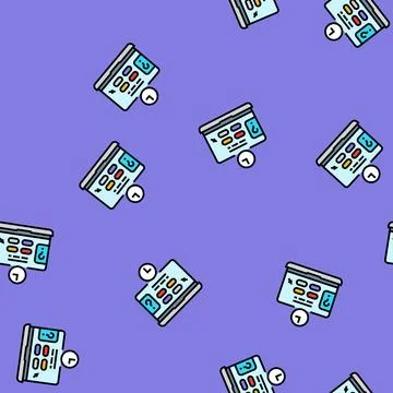 Interactive quiz education platform vector seamless pattern Stock Illustration