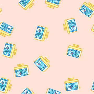 Interactive quiz education platform vector seamless pattern Stock Illustration