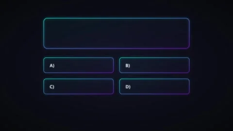 Interactive quiz interface template with neon glowing frames and multiple c.. Stock Footage 344855542