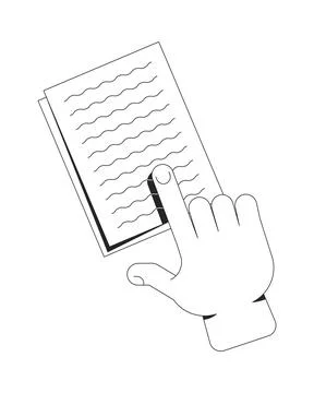 Interactive reading gesture outline illustration Illustrazione stock