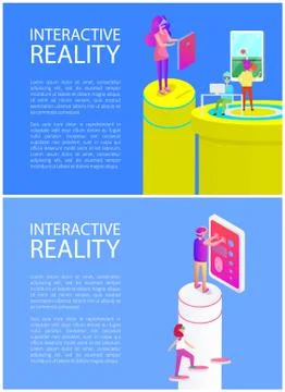 Interactive Reality Fun Set Vector Illustration Stock Illustration