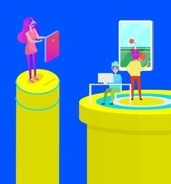 Interactive Reality Games Vector Illustration Illustrazione stock