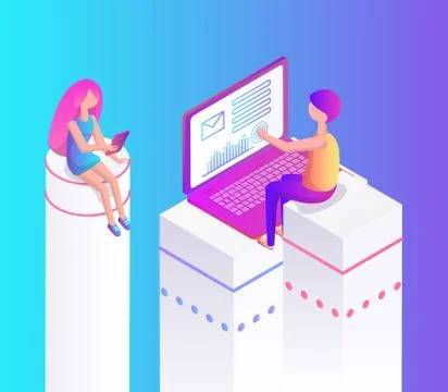 Interactive Reality Laptop Vector Illustration イラスト素材