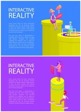 Interactive Reality Laptops Vector Illustration 스톡 일러스트