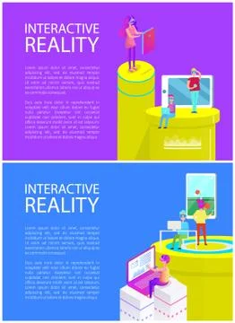 Interactive Reality People Set Vector Illustration Illustrazione stock