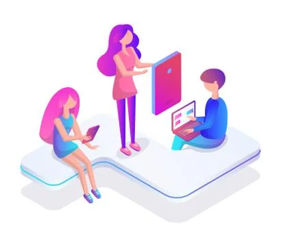 Interactive Reality People Set Vector Illustration Stock Illustration