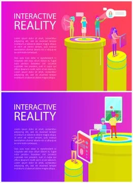 Interactive Reality Poster Set Vector Illustration 스톡 일러스트