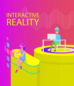 Interactive Reality Poster Vector Illustration Illustrazione stock