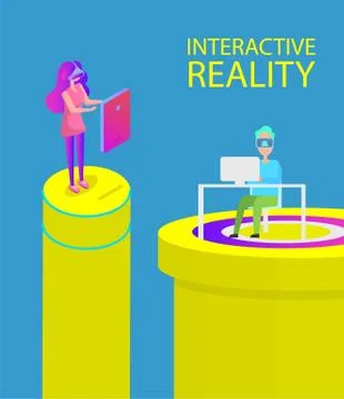 Interactive Reality Technology Vector Illustration 스톡 일러스트