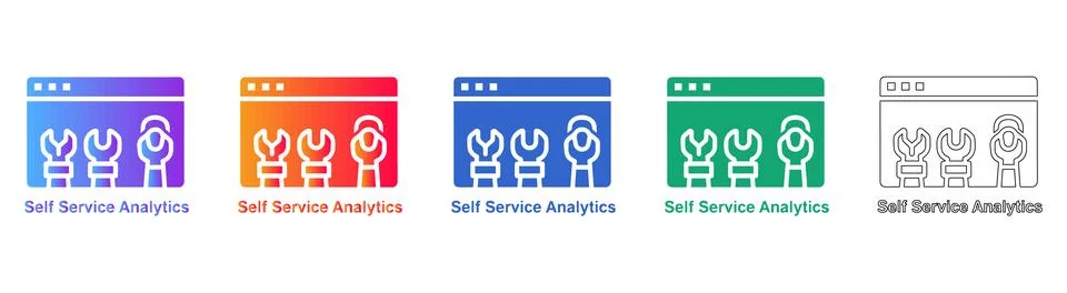 Interactive Self Service Analytics Icons Stock Illustration
