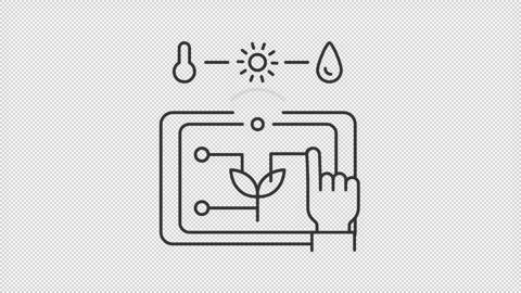 Interactive smart farming system line animation Stock Footage 300441410