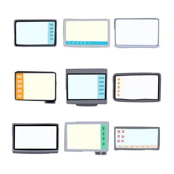 Interactive smartboard set cartoon vector illustration Illustrazione stock