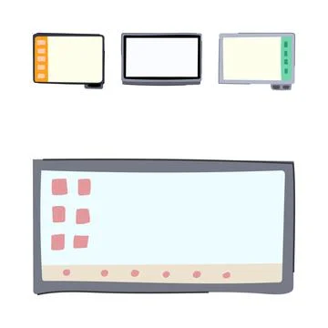 Interactive smartboards screens presenting interface elements and application Stock Illustration
