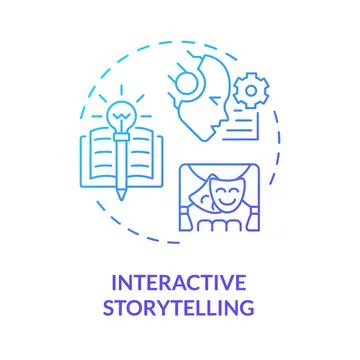 Interactive storytelling blue gradient concept icon Illustrazione stock