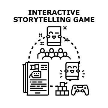 Interactive storytelling game concept developing entertainment journey Stock Illustration