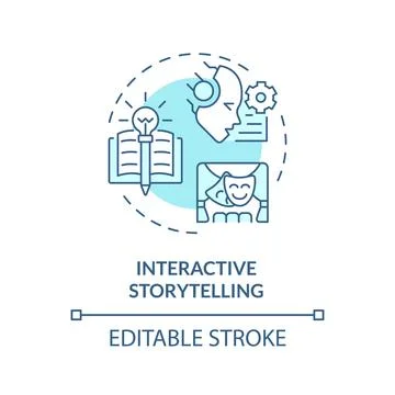 Interactive storytelling soft blue concept icon Illustrazione stock