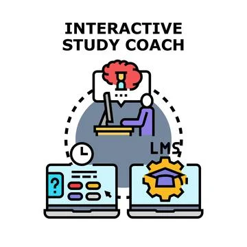 Interactive study coach leading online education process Stock Illustration