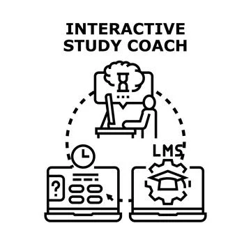 Interactive study coach leading online education process Stock Illustration