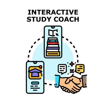 Interactive study coach mobile education tutoring application Stock Illustration