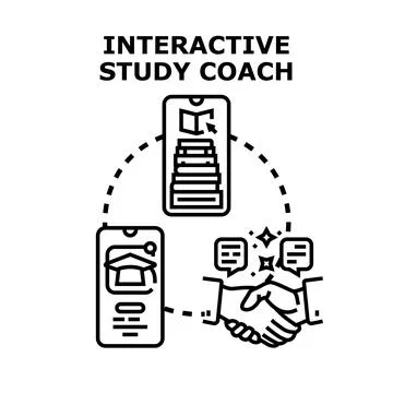 Interactive study coach mobile education tutoring application Stock Illustration