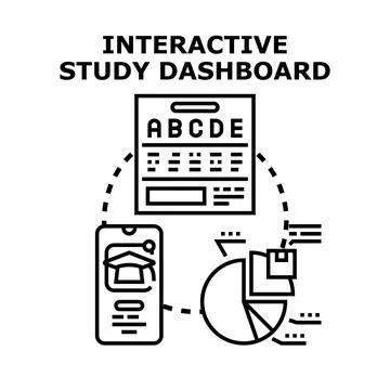 Interactive study dashboard concept for online education Stock Illustration