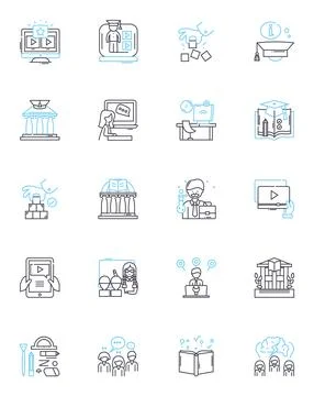 Interactive teaching linear icons set. Engaging, Innovative, Responsive Stock Illustration