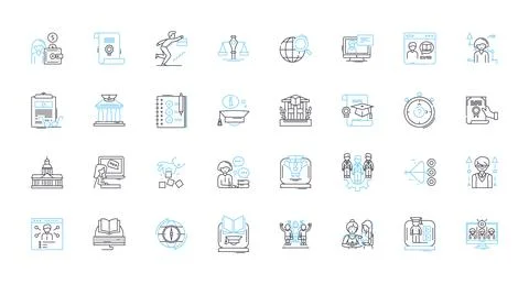 Interactive teaching linear icons set. Engaging, Innovative, Responsive Stock Illustration