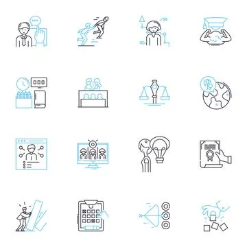 Interactive teaching linear icons set. Engaging, Innovative, Responsive Stock Illustration