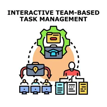 Interactive team based task management process Ilustração Stock