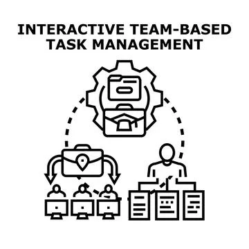 Interactive team based task management process Ilustração Stock