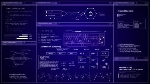 Interactive Technology Infographic Futuristic HUD Data text Interface Sci Fi 2D 動画素材 337559023