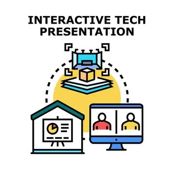Interactive technology presenting virtual augmented reality and online meetin Stock Illustration