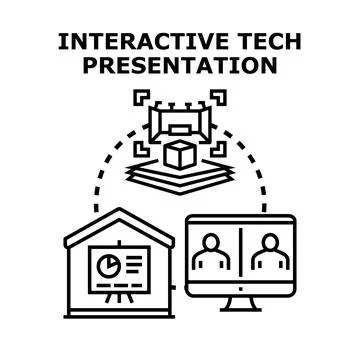 Interactive technology presenting virtual augmented reality and online meetin Stock Illustration